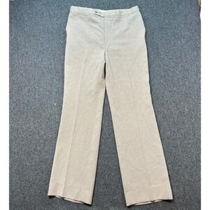 Sears Dress Pants‎ 38x30 Mens Tan Vintage Micro Check Flat Front Side Adjusters